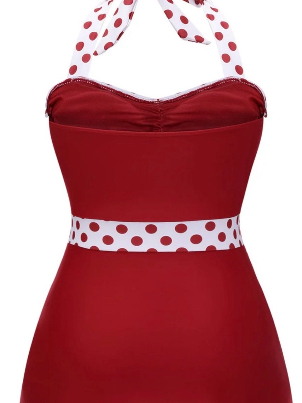 NWT RED 1940S HALTER PATCHWORK ONE-PIECE SWIMSUIT - Picture 5 of 13